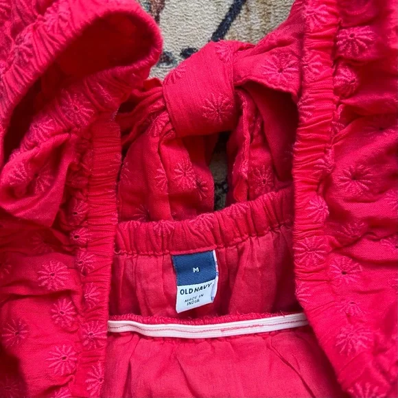 Old Navy Red pink vibrant milkmaid  Mini Sundress, size M, NWT - Picture 6 of 6